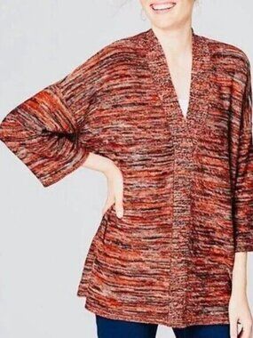 Jill Petite Large Yarn Dyed boxy Kimono Sweater - Petite Large